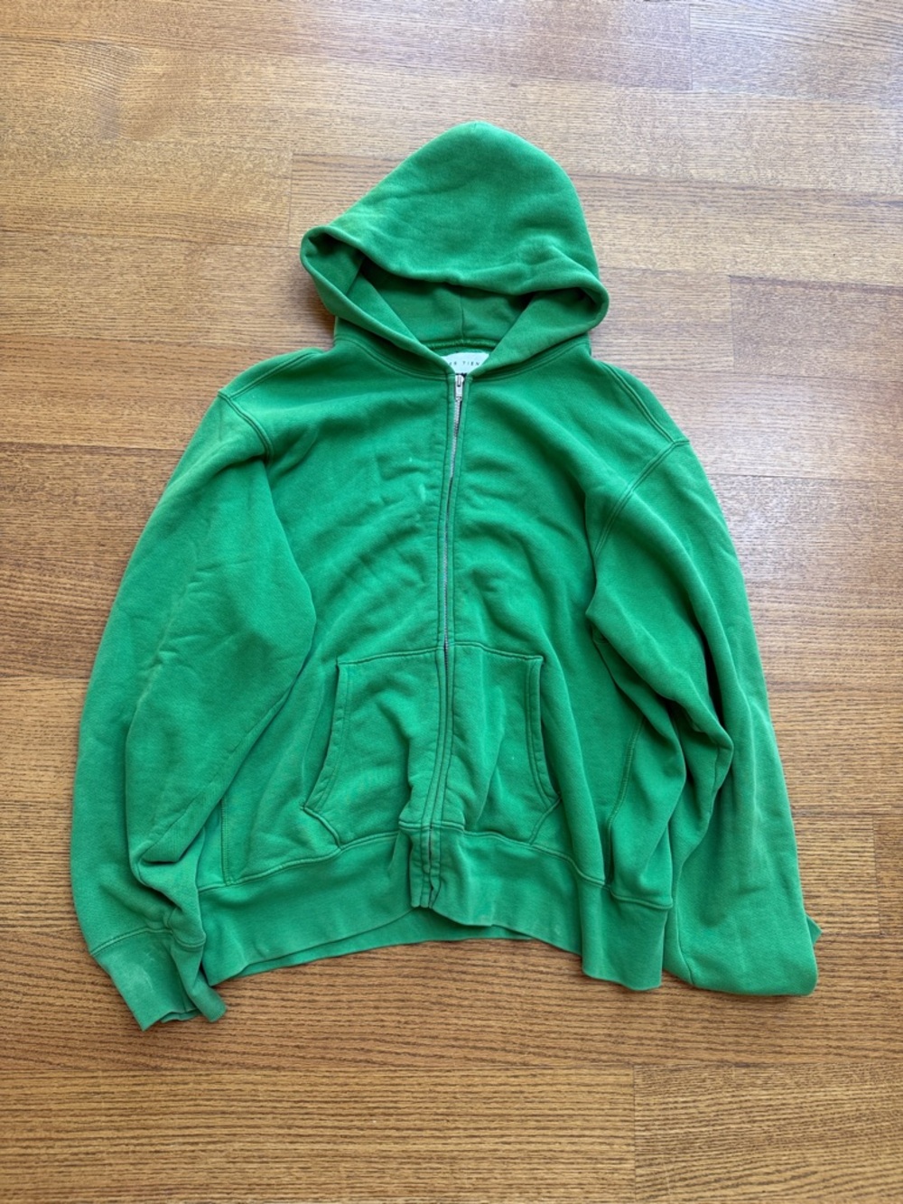 Les Tien - Distressed Cotton-Jersey Zip-Up Hoodie - Green